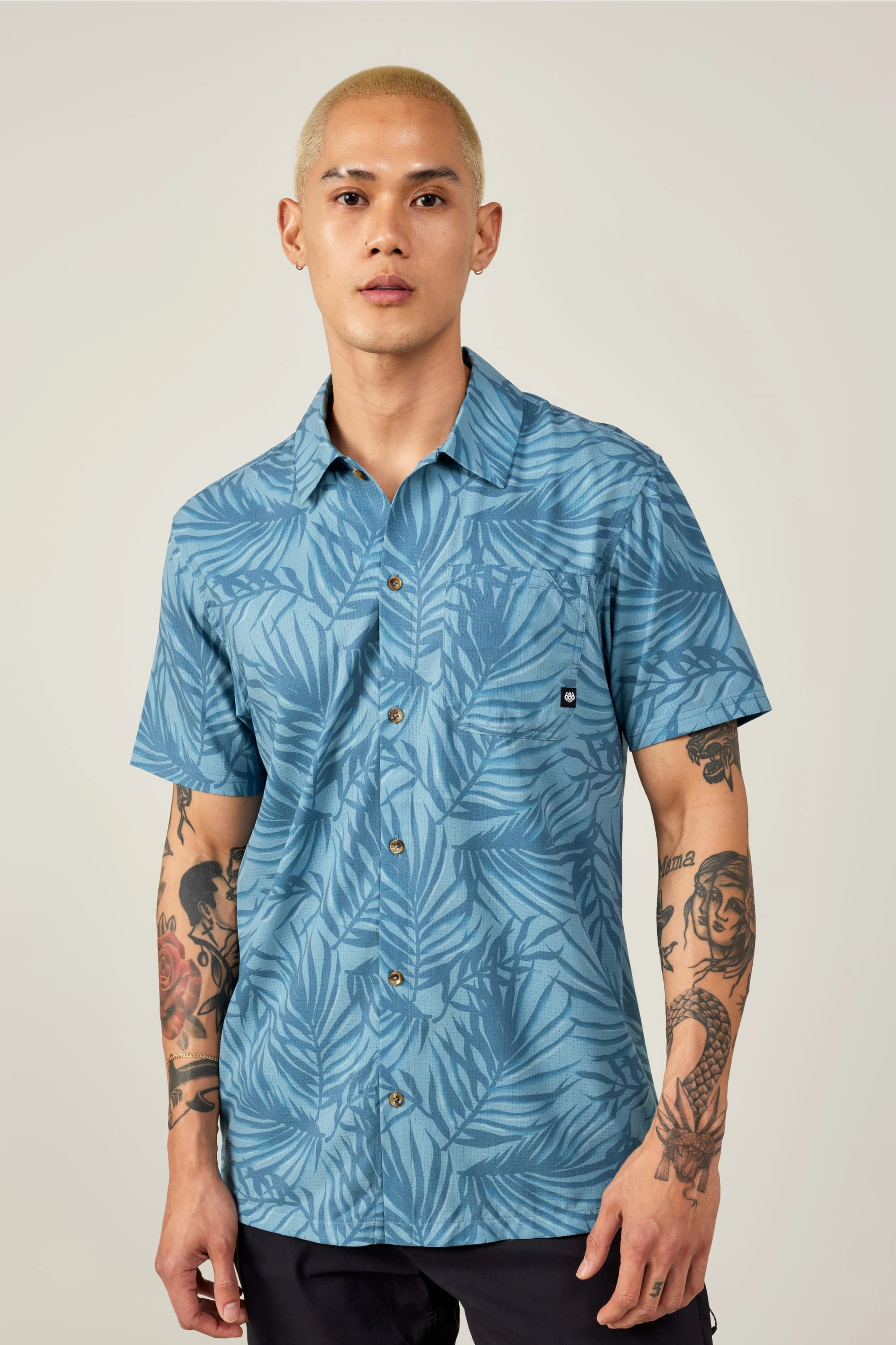 686 Men's Nomad Perforated Button Down Shirt Layered Neckline