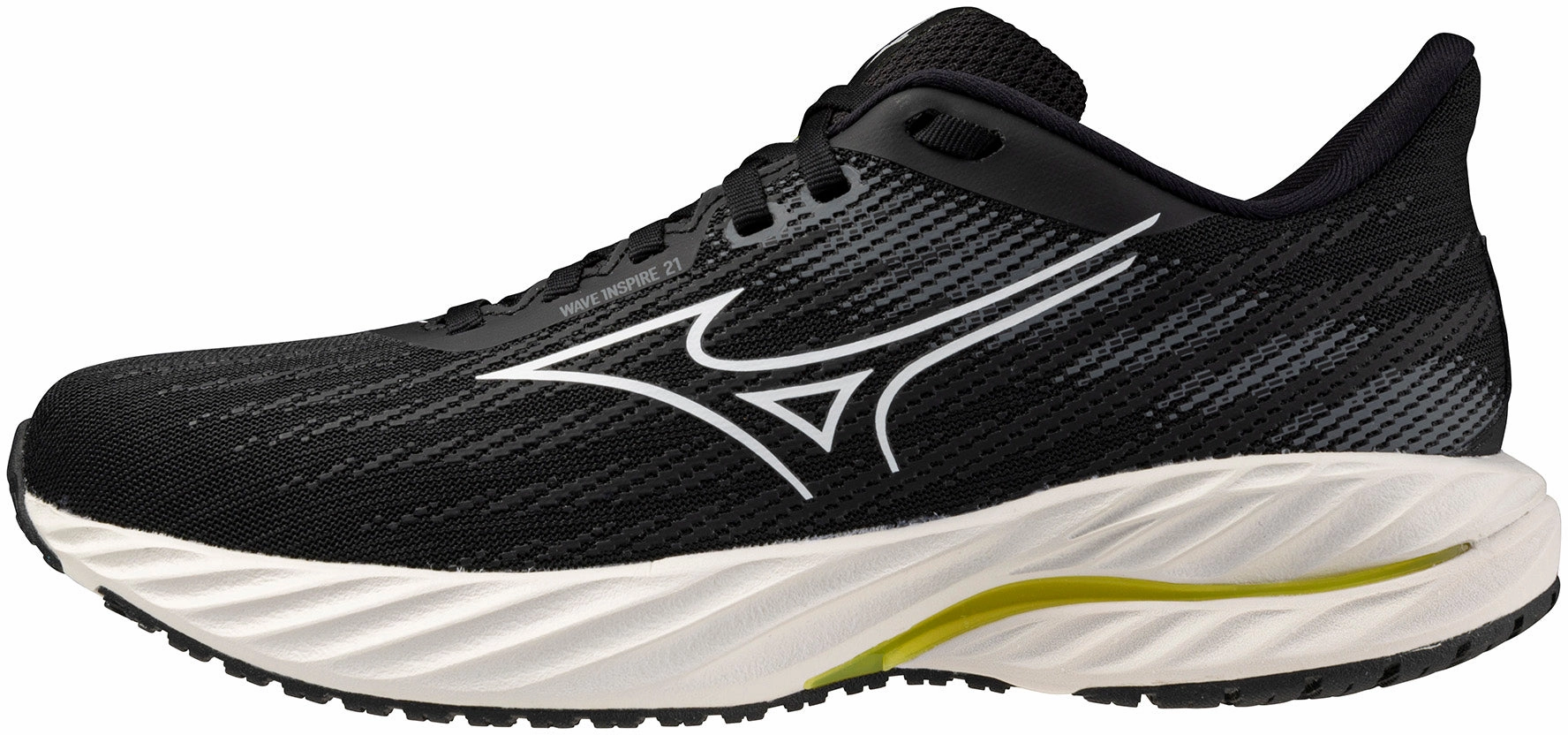 Mizuno Wave Inspire 21 Womens Running Shoes - Black heel - cup support cushioned - footbed shoes