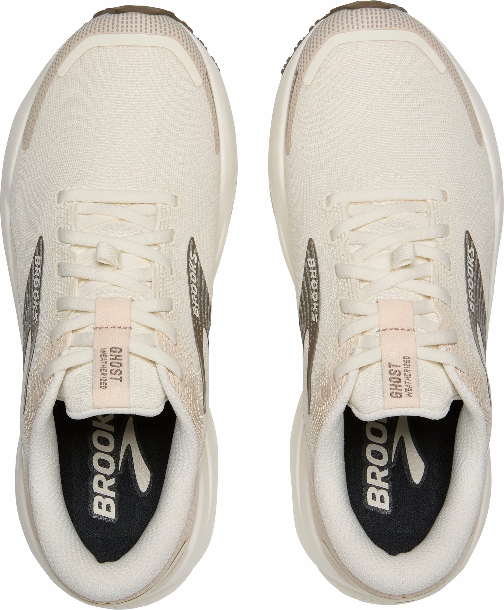Brooks Ghost 16 Weatherized Womens Running Shoes - Cream Compression Molded Collar teenagers