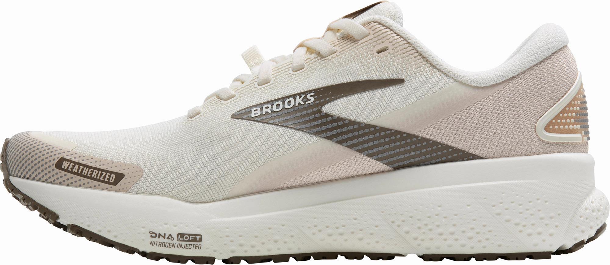 Brooks Ghost 16 Weatherized Womens Running Shoes - Cream wide - fit spaciousness Comfort Footwear