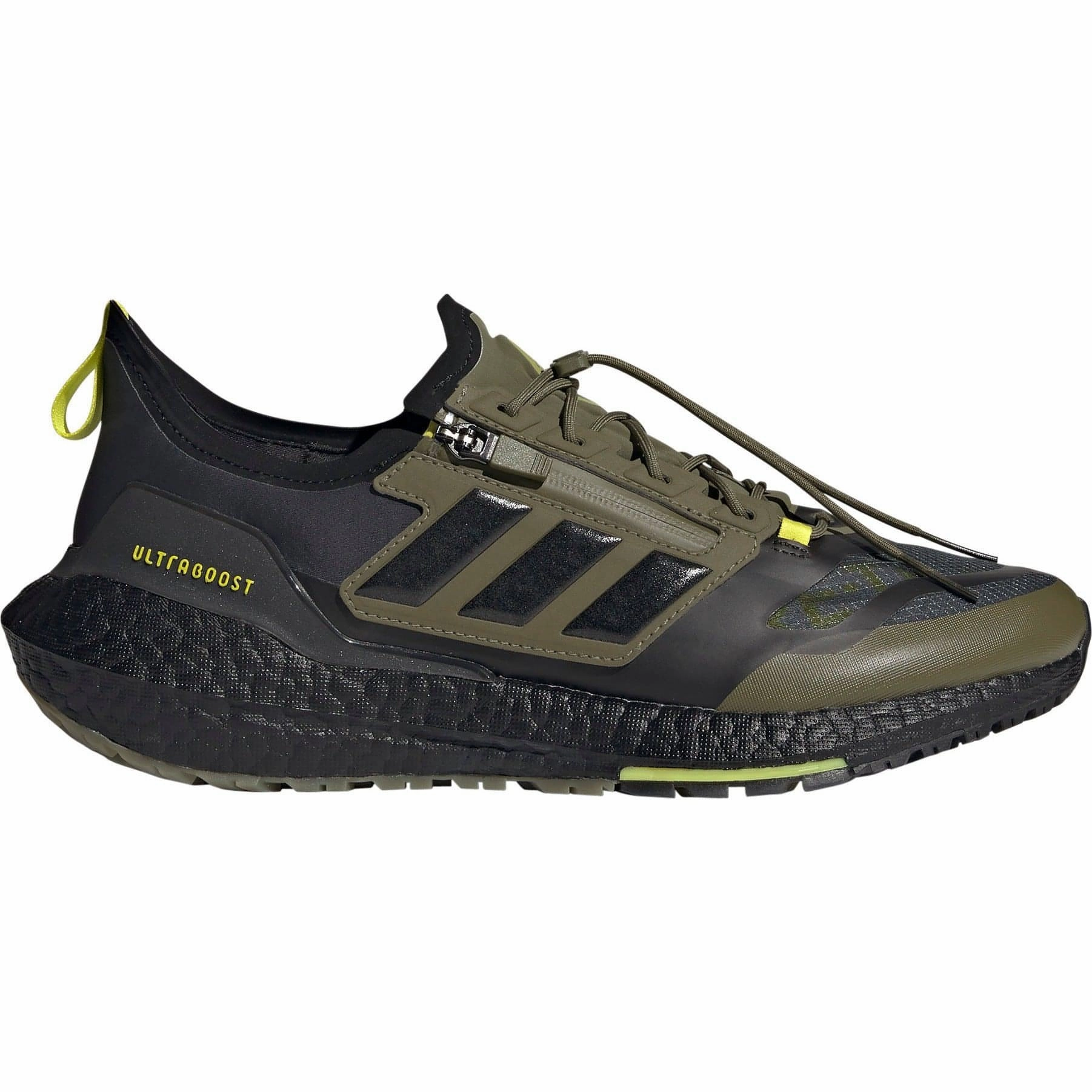 Contoured Footbed Geometry carbon fiber plate shoe detail adidas Ultra Boost 21 GORE-TEX Mens Running Shoes - Green