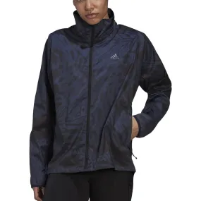 adidas Fast Womens Running Jacket - Navy Minimalist Style Laser Cut Perforations