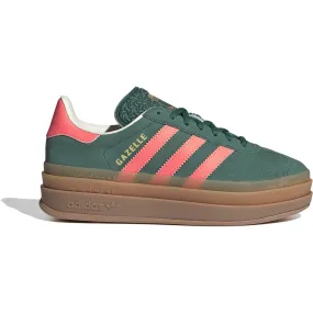adidas Originals Collegiate Green/Signal Coral/Cream White Gazelle Bold J Sneakers Non Slip Lacing System