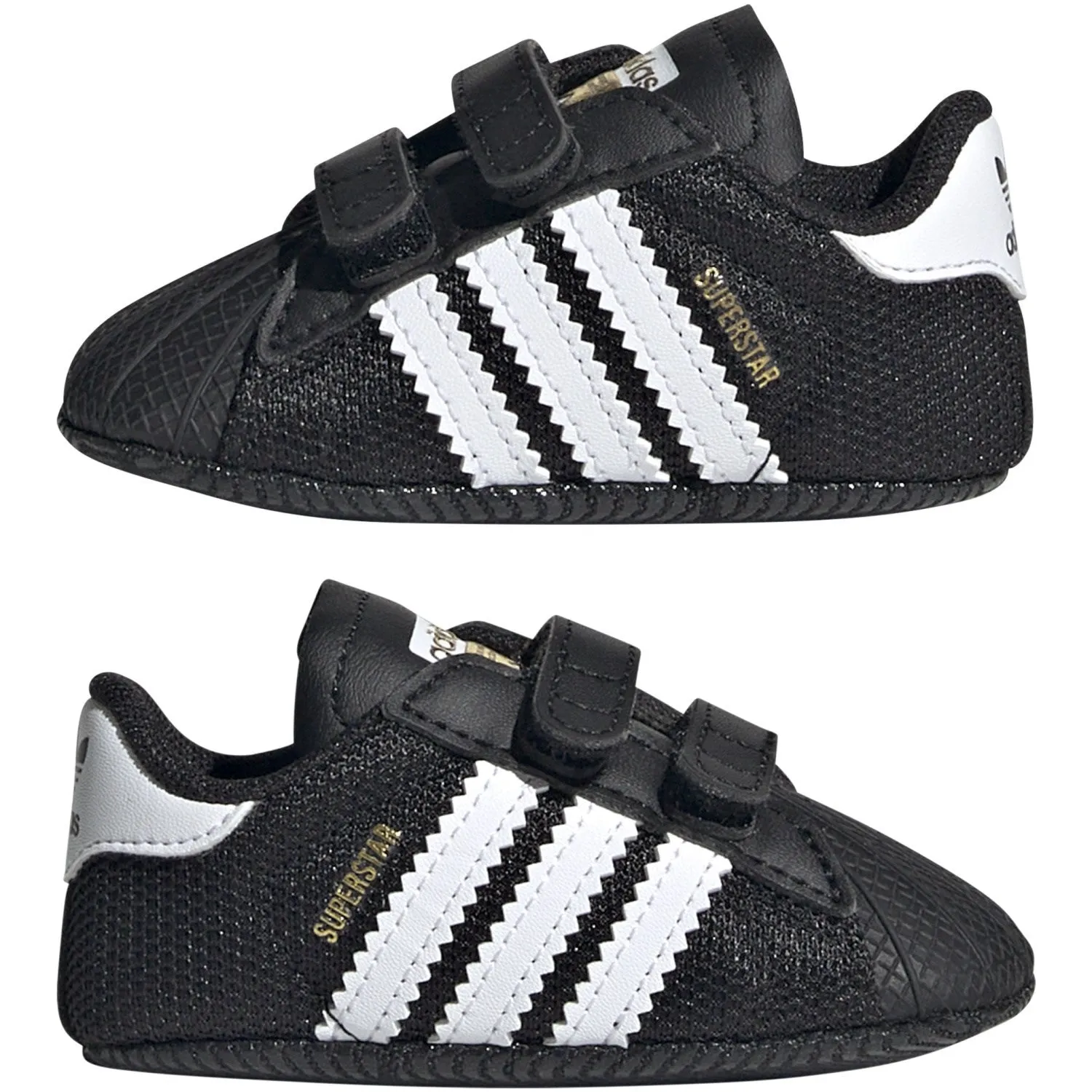 Adaptable Fit adidas Originals Core Black/Ftwr White/Gold Met. Superstar Crib Sneakers