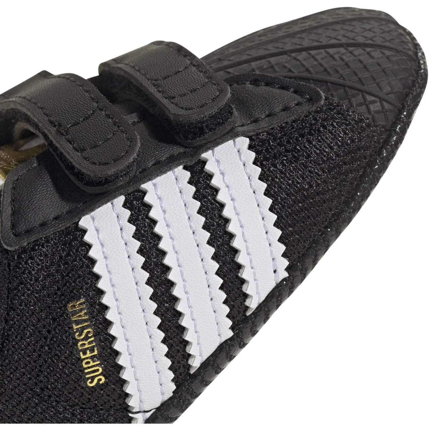 adidas Originals Core Black/Ftwr White/Gold Met. Superstar Crib Sneakers 3D printed midsole Trail Usage