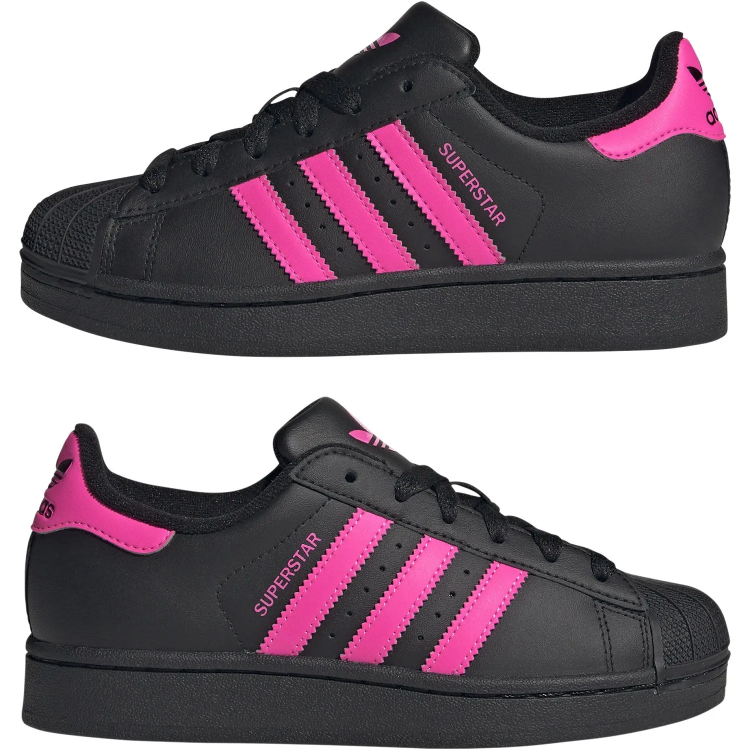 Sock Like Fit Textured Tread Pattern adidas Originals Core Black/Lucid Pink/Core Black Superstar Ii J Sneakers