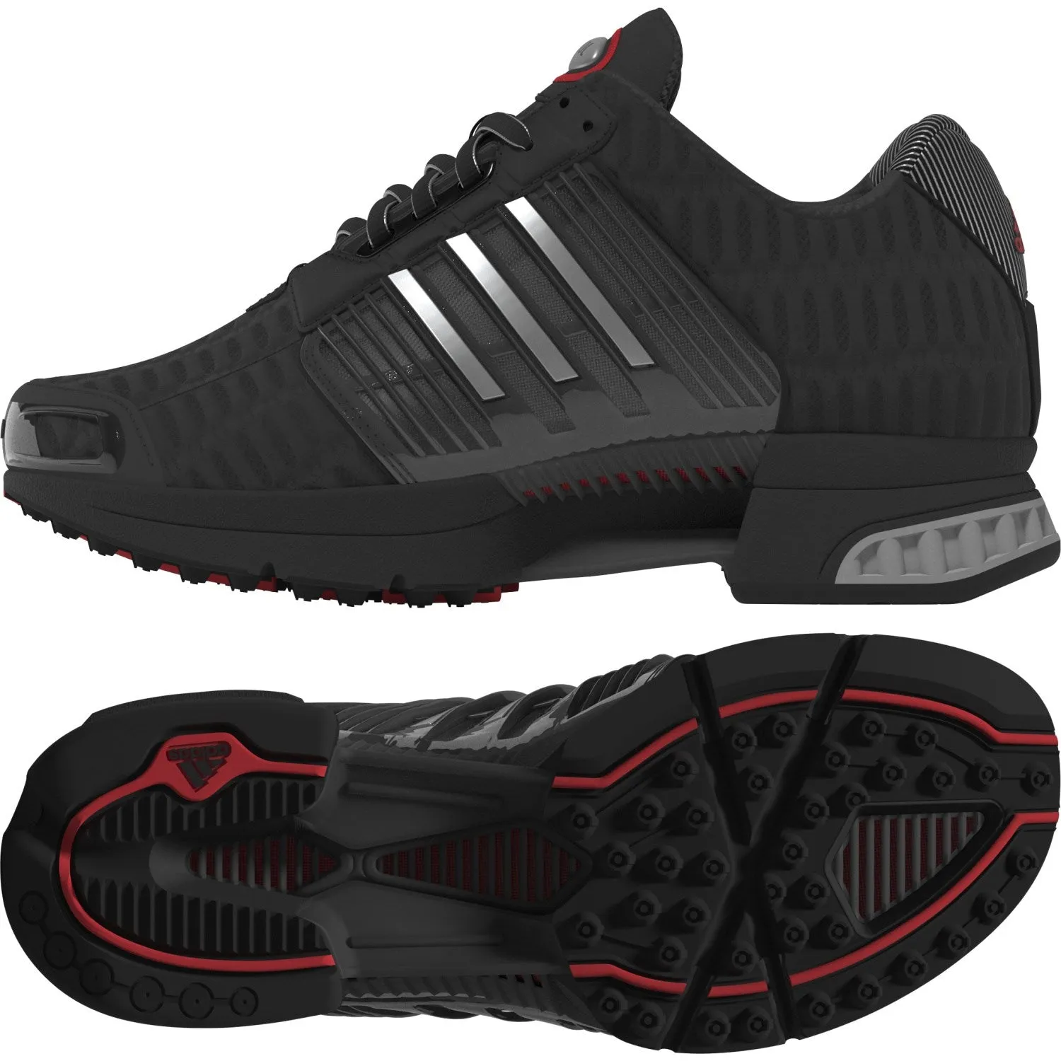 adidas Originals Core Black/Matte Silver/Red Climacool 1 J Sneakers Impact Dispersing Hyperbolic Cushioning