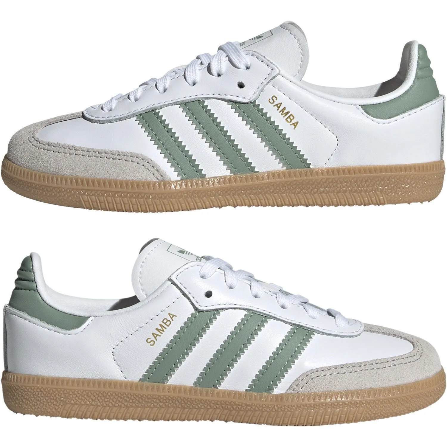 adidas Originals Ftwr White/Silver Green/Gum 3 Samba Og C Sneakers Non Slip Traction