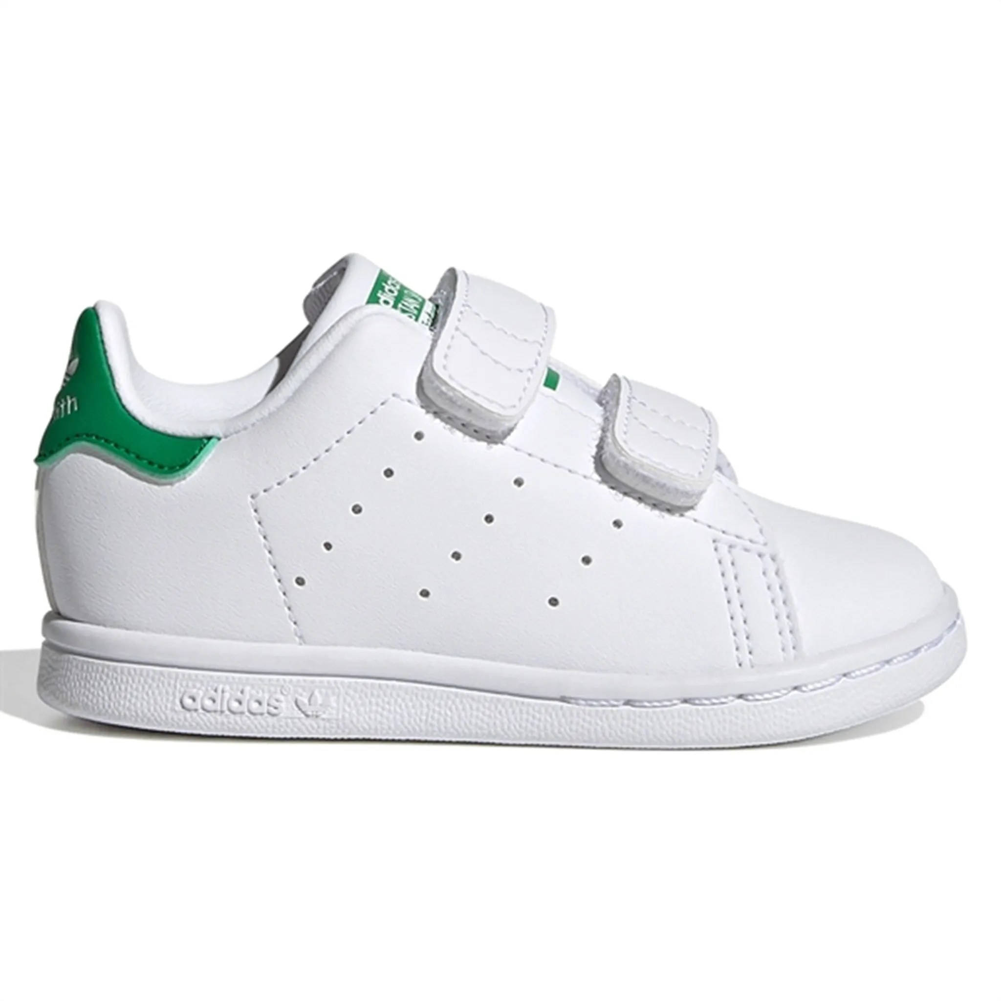 adidas Originals Stan Smith Sneakers Cloud White / Green Asymmetric Lacing System Stitched Toe Box
