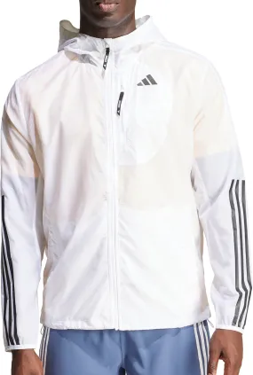 adidas Own The Run 3 Stripes Mens Running Jacket - White Performance Fit