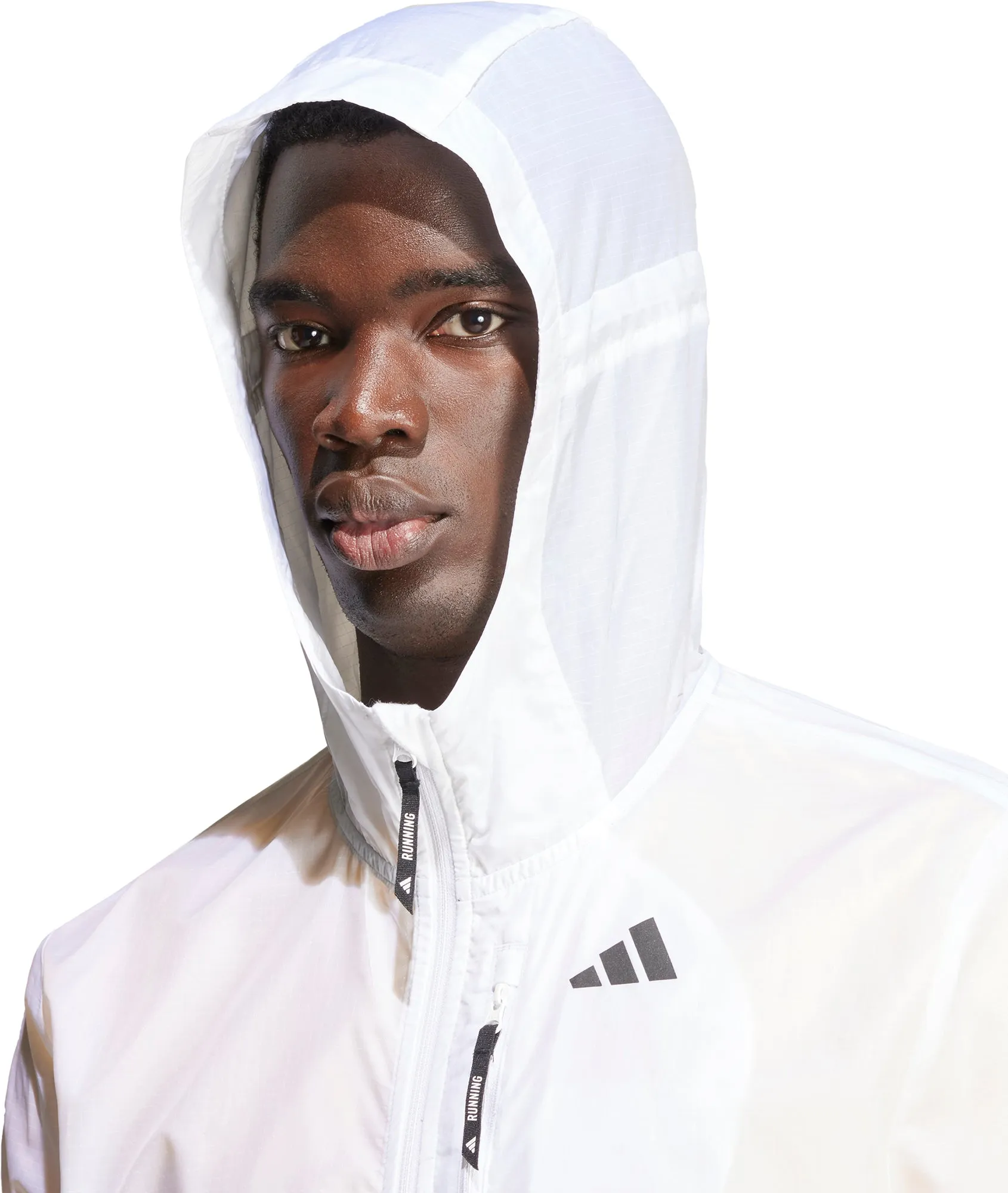 Evolve adidas Own The Run 3 Stripes Mens Running Jacket - White