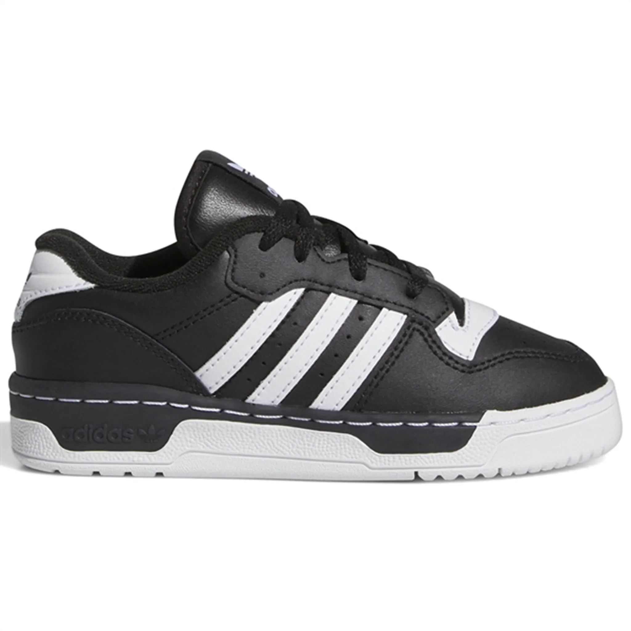 adidas Rivalry Low C Sneakers Core Black / White Foot Arch Support Breathable Perforated Panels
