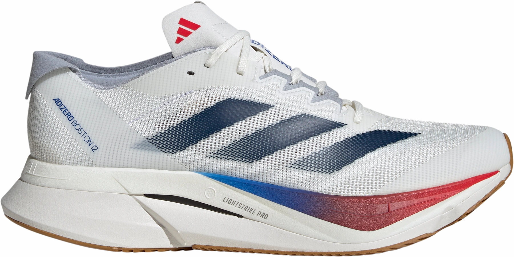 adidas Adizero Boston 12 Mens Running Shoes - White PaddedTongue Comfort arch support
