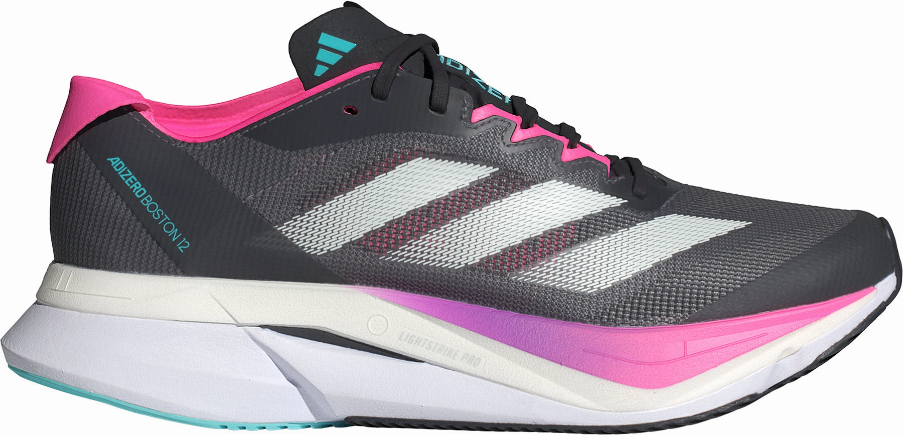 Stretchable Collar adidas Adizero Boston 12 Womens Running Shoes - Grey