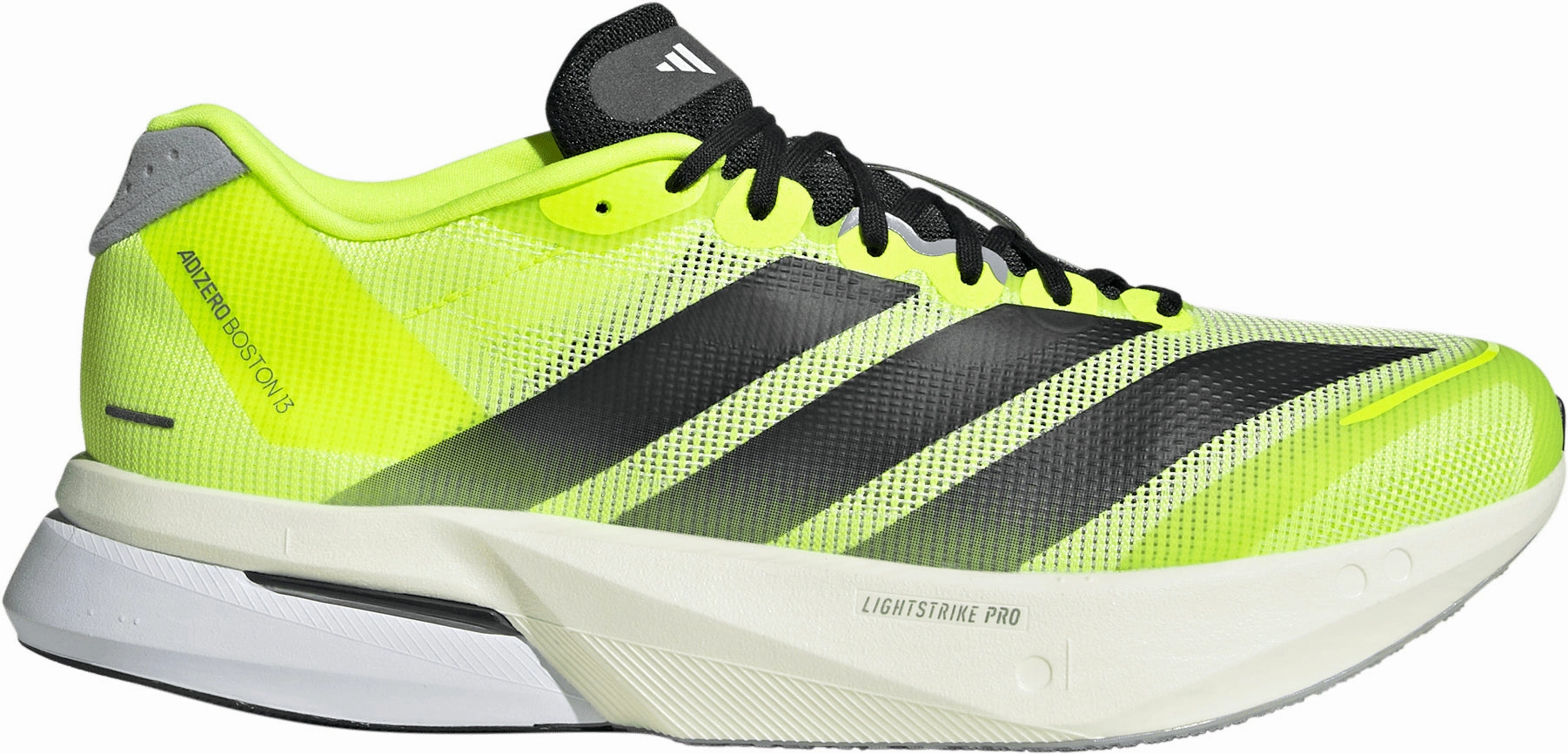 adidas Adizero Boston 13 Mens Running Shoes - Yellow hook and loop closure Biomechanical Contouring
