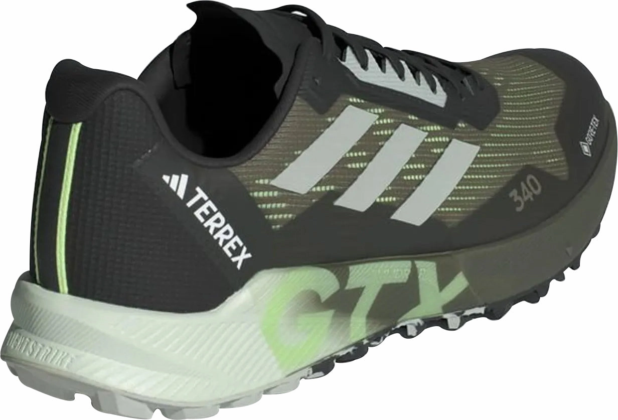 adidas Terrex Agravic Flow 2 GORE-TEX Mens Trail Running Shoes - Green Rollbar Support System running in a dance studio shoes
