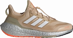 adidas Ultra Boost 22 COLD.RDY 2 Mens Running Shoes - Brown running in a park trail Multi Terrain Grip