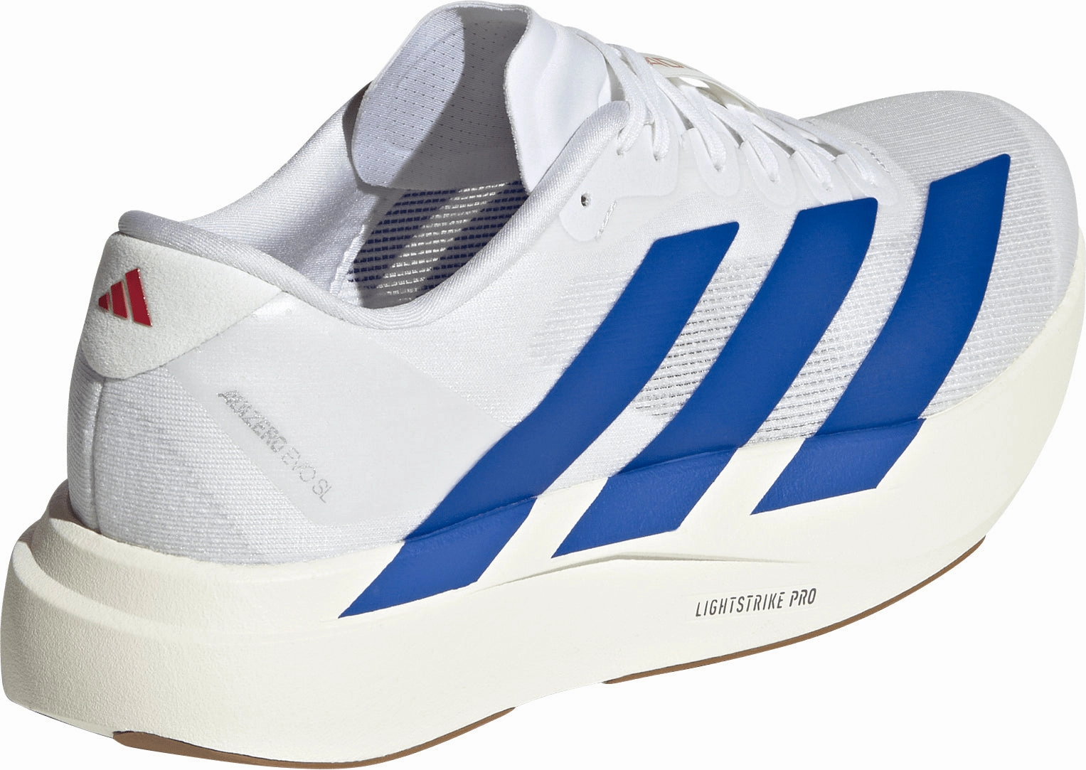 running with compression socks Air Flow Technology adidas Adizero EVO SL Mens Running Shoes - White