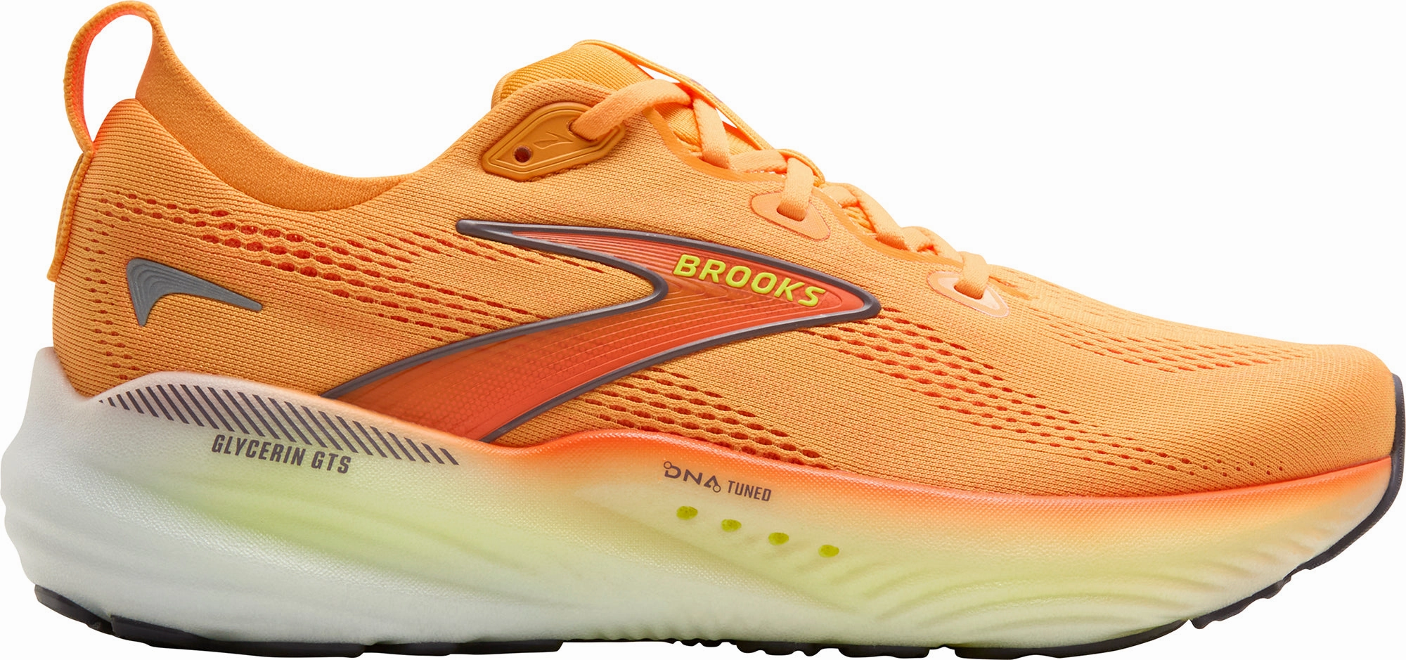 Brooks Glycerin GTS 22 Mens Running Shoes - Orange Curved Heel Design adult fitness shoes