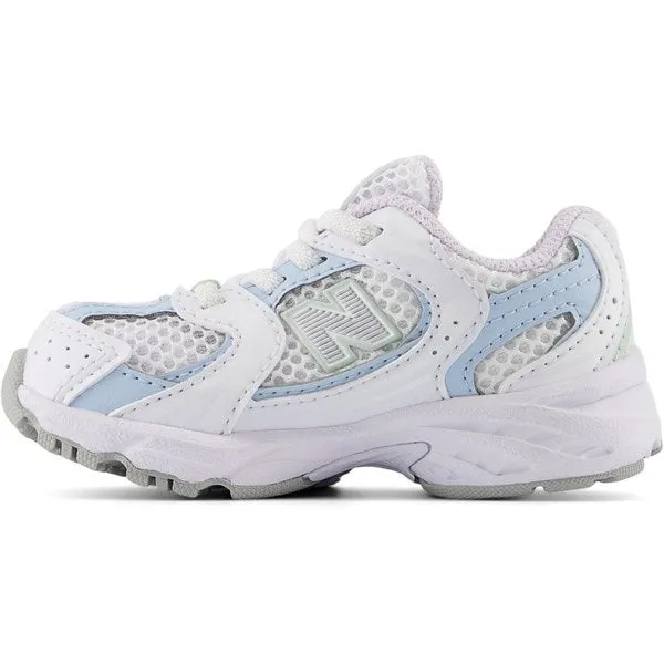 Hyperelastic Foam Layers Supportive New Balance 530 Kids Bungee Lace Sneakers White