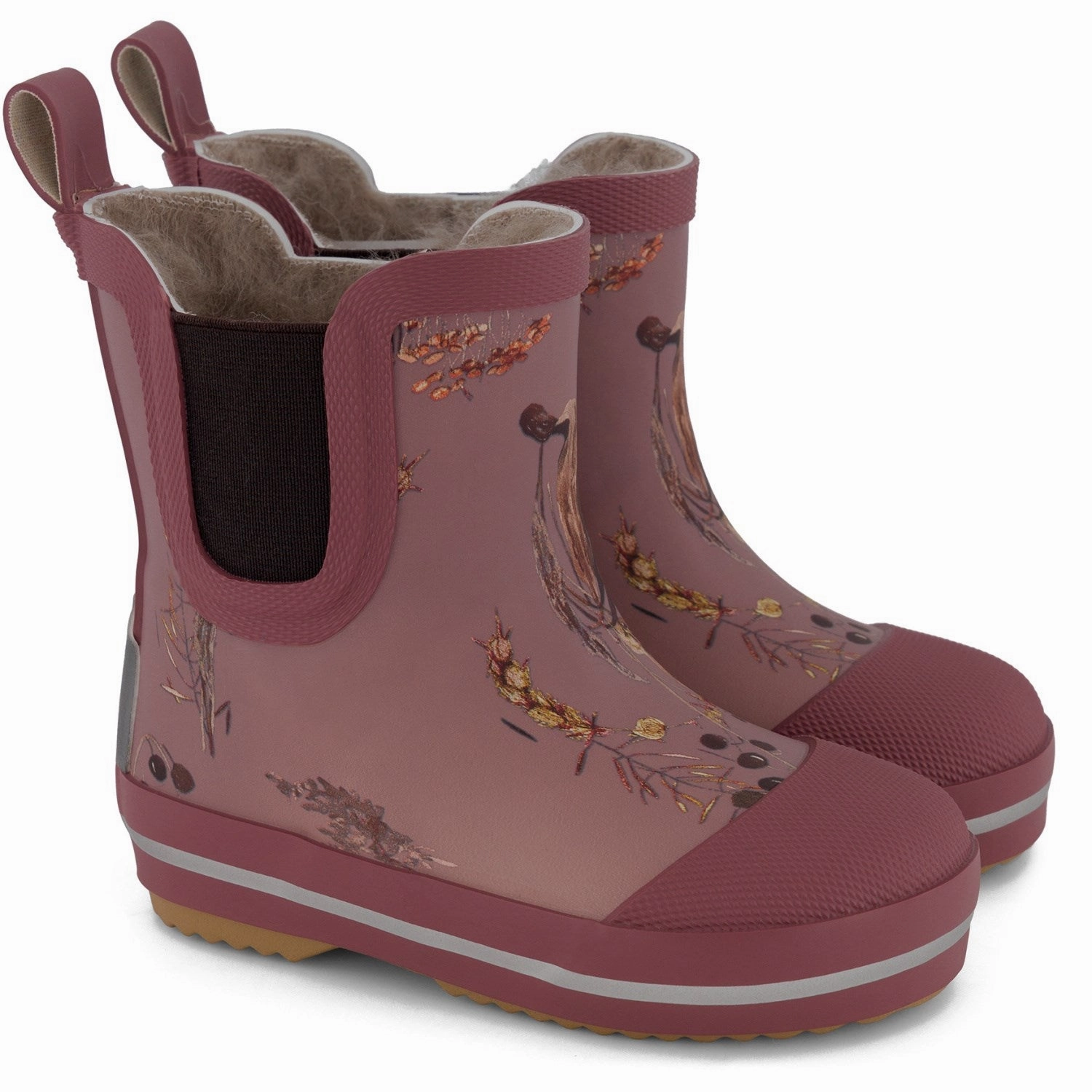 Mikk-Line Rose Brown Short Winter Wellies AOP Insulated Trail Exploration