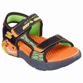 Skechers Creature Splash River Sandal Black Orange Flex grooves