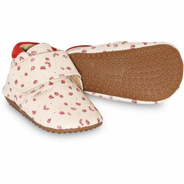 Enhanced grip Pom Pom Indoor Shoe Velcro Ladybird