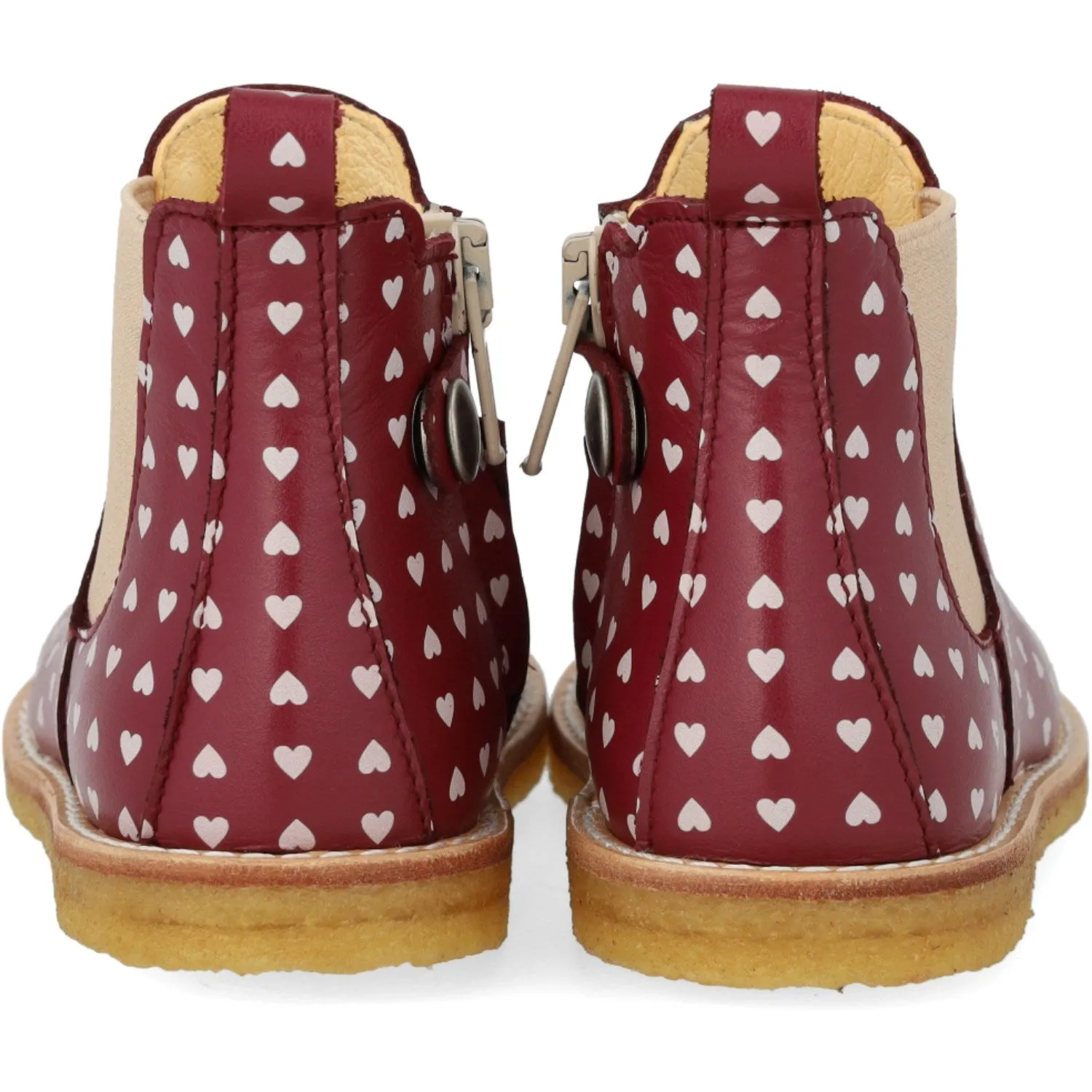 Elastic Cuff Tough Weather Angulus Berry Hearts/Rose Classic Beginner Chelsea Boot With Print