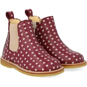 Angulus Berry Hearts/Rose Classic Beginner Chelsea Boot With Print Mountain Trail Pull on