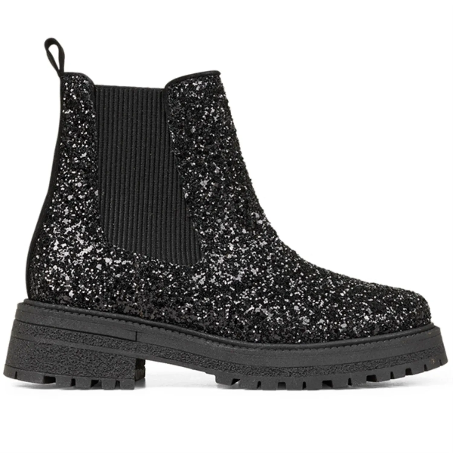 Angulus Black Glitter/Black/Black Glitter Chelsea Boot P? Track?l Warm and Cozy Protective Comfort