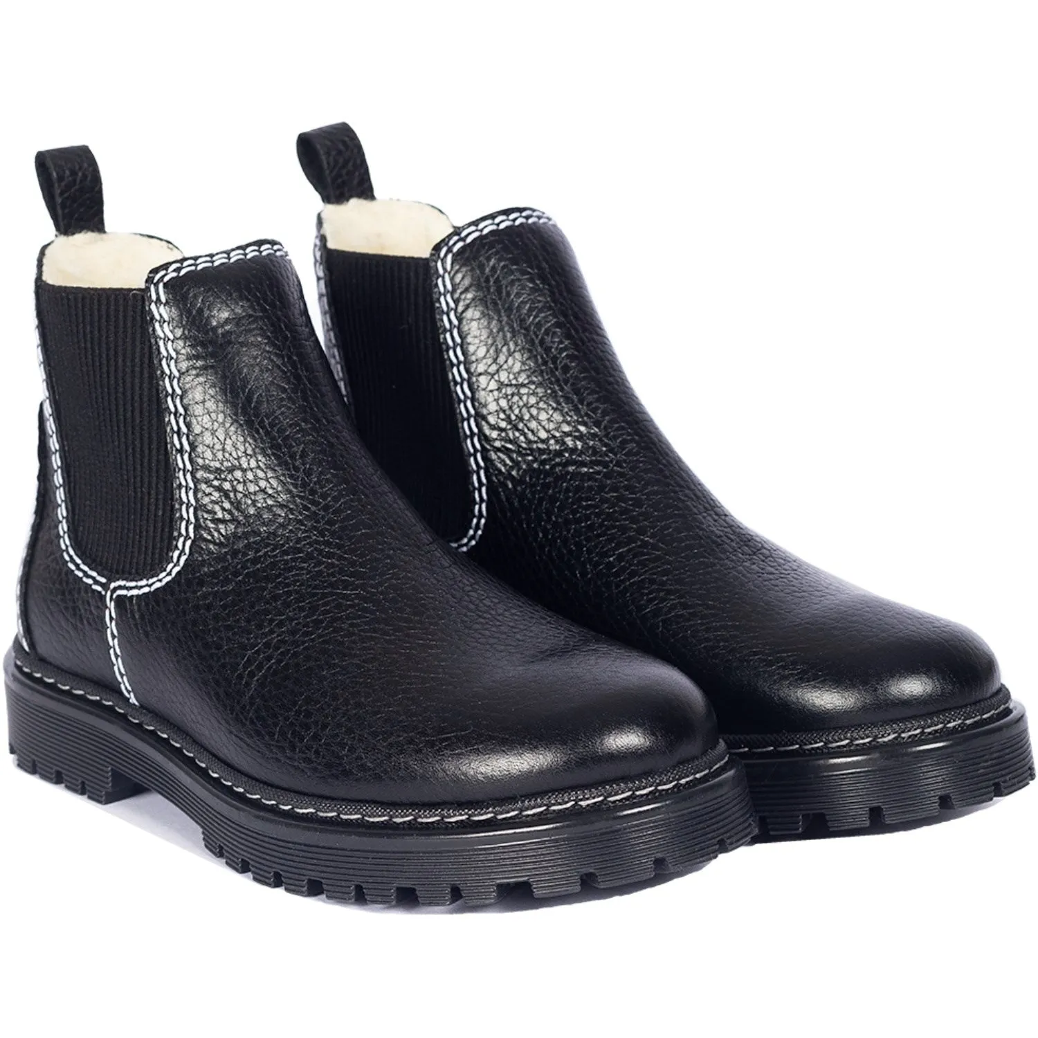 Anti Fatigue Angulus Black/Black Chelsea boot with soft wool lining