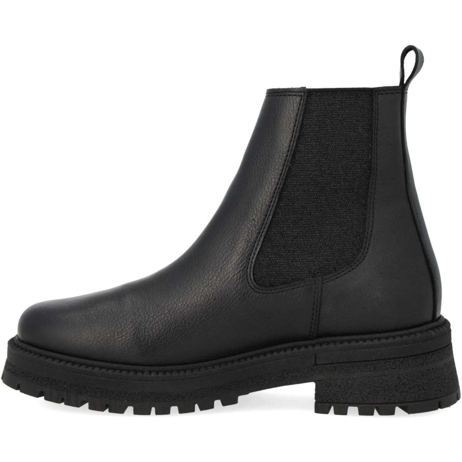 Angulus Black/Black Glitter Elastic Chelsea Boot with Elastic on Track Sole Comfortable Style Tourist