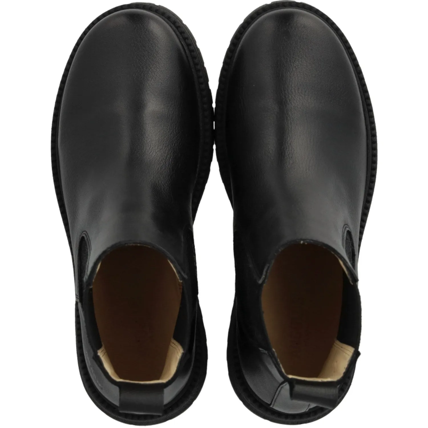 Angulus Black/Black Glitter Elastic Chelsea Boot with Elastic on Track Sole Desert Design Wrinkle Resistant