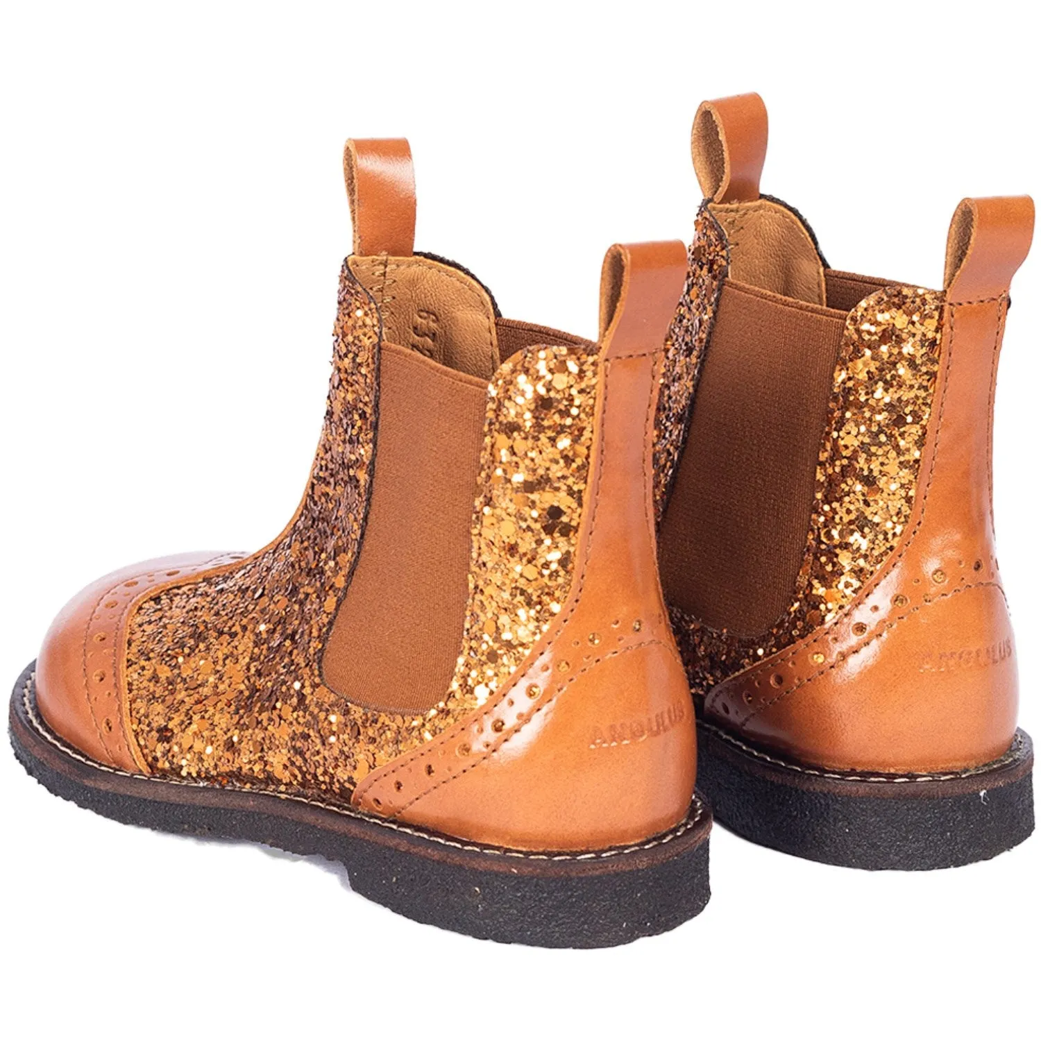 Angulus Bronze Glitter/CAndnac/CAndnac Chelsea Boot Med Funklende Bronze Glitter. Country Soul Lace Up Style