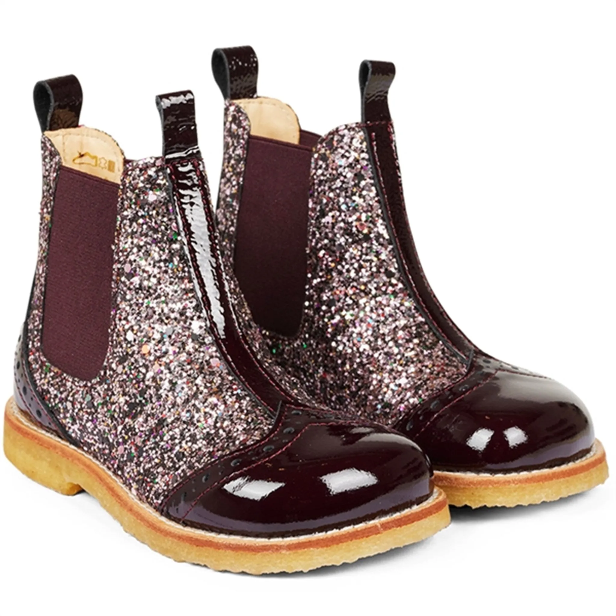 Angulus Chelsea Boots Bordeaux/Bordeaux Glitter/Elastic Suede Dynamic Arch Support