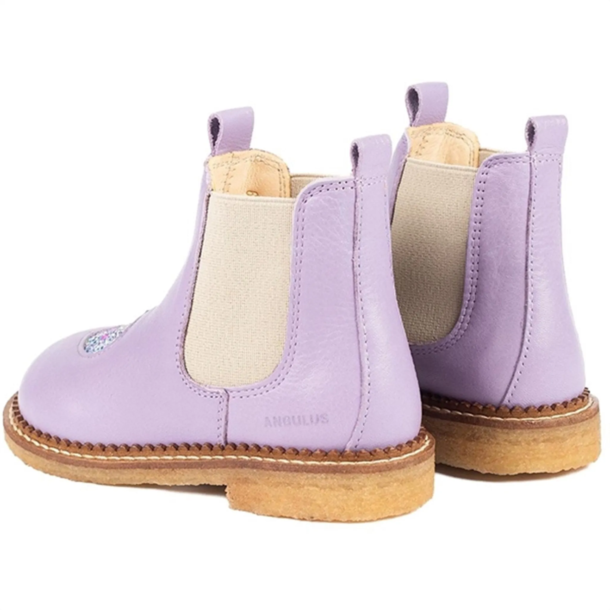 Angulus Chelsea Boots Lilac/Confetti Glitter/Elastic Padded Interior Rough Trail Hiker Cushioned Step Functional Minimalist