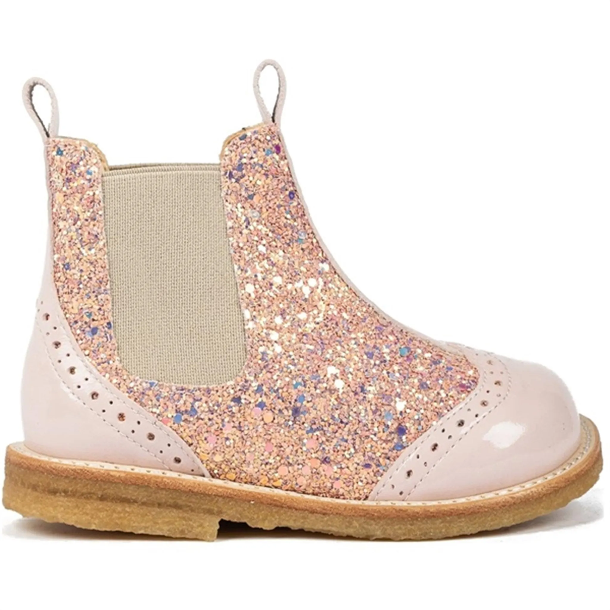 Angulus Chelsea Boots Pale Rose/Rose Glitter/Beige Elastic Durable Comfort