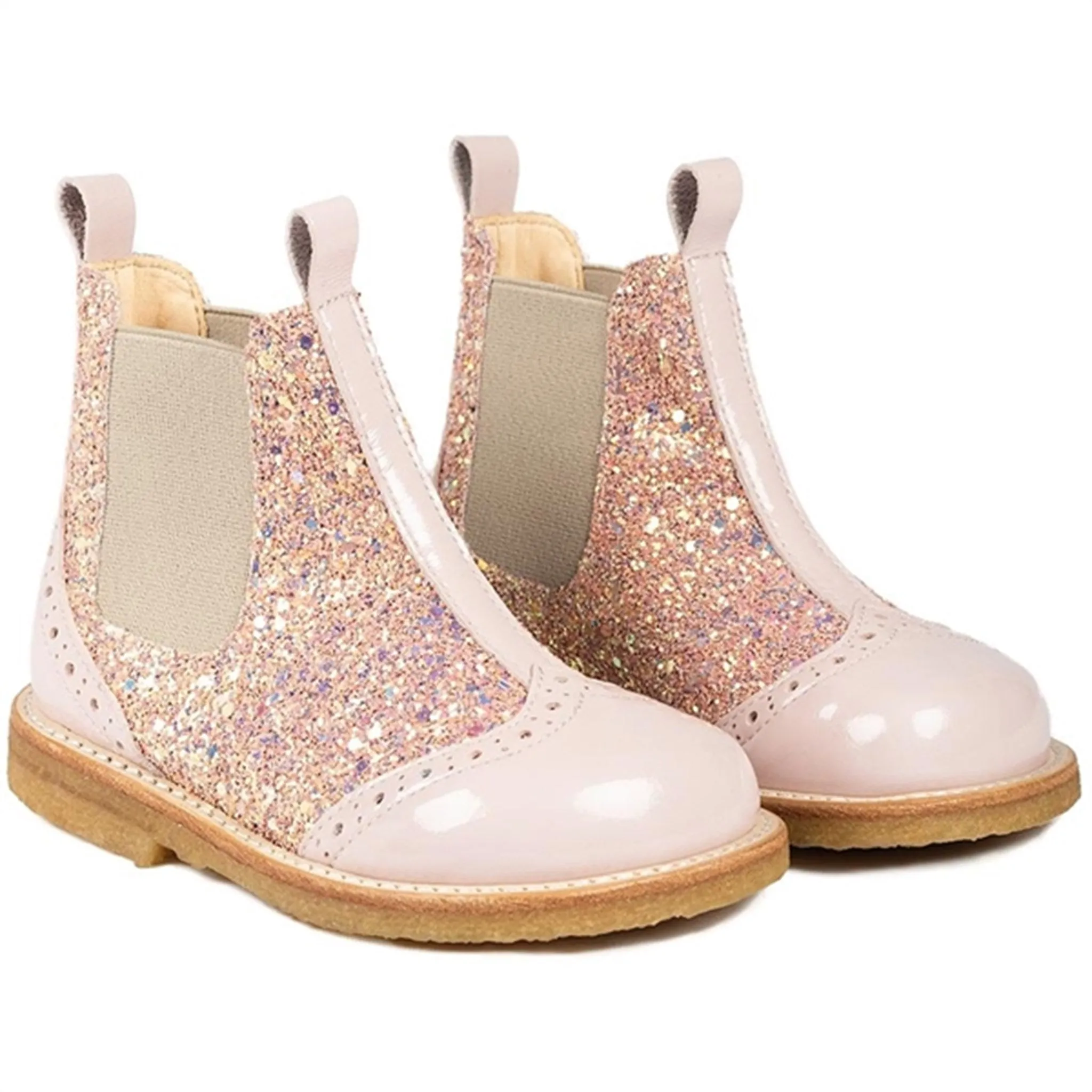 Cold Weather Angulus Chelsea Boots Pale Rose/Rose Glitter/Beige Elastic