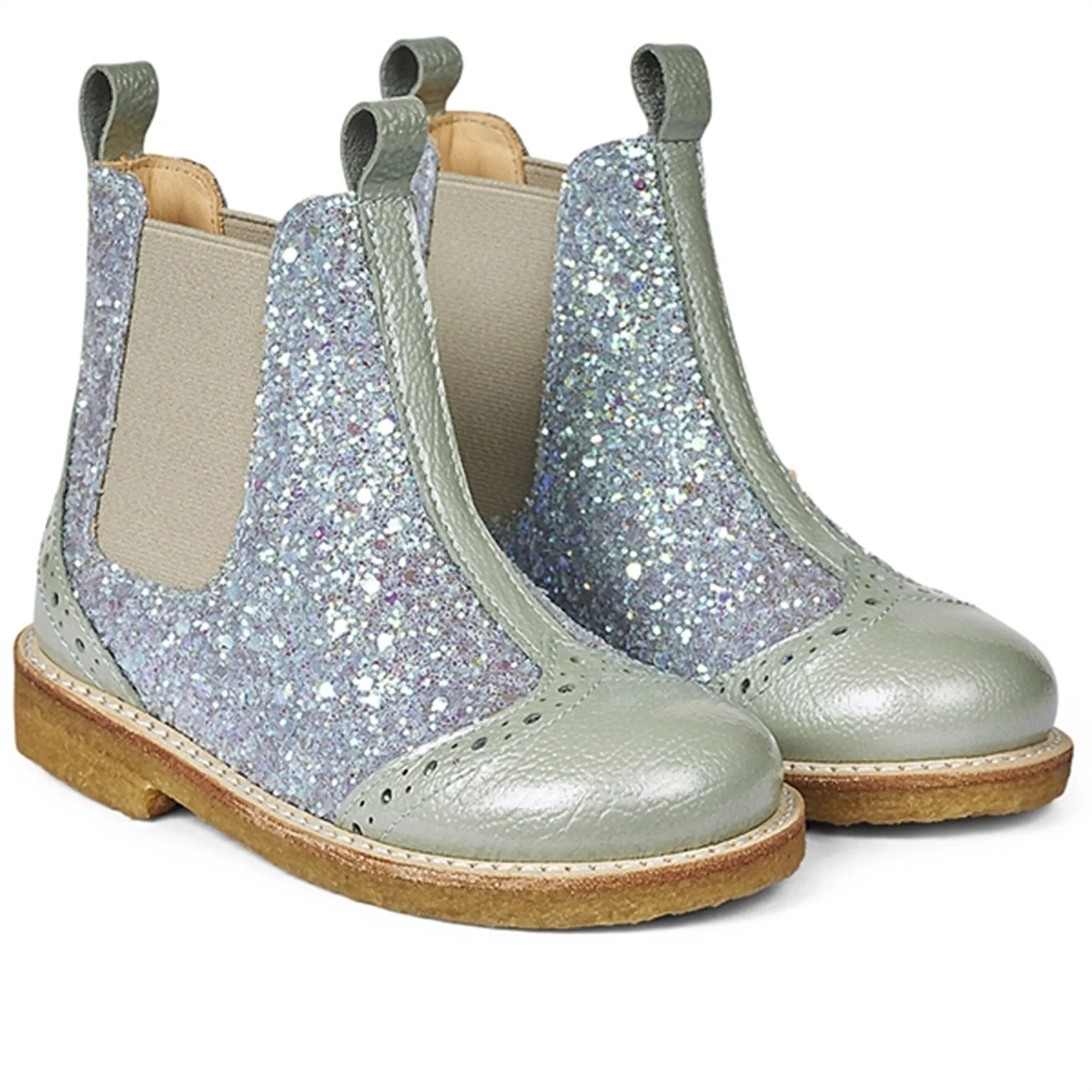 Angulus Chelsea St?vlet W. Elastic Band Mint/Mint Glitter/Beige dry surface