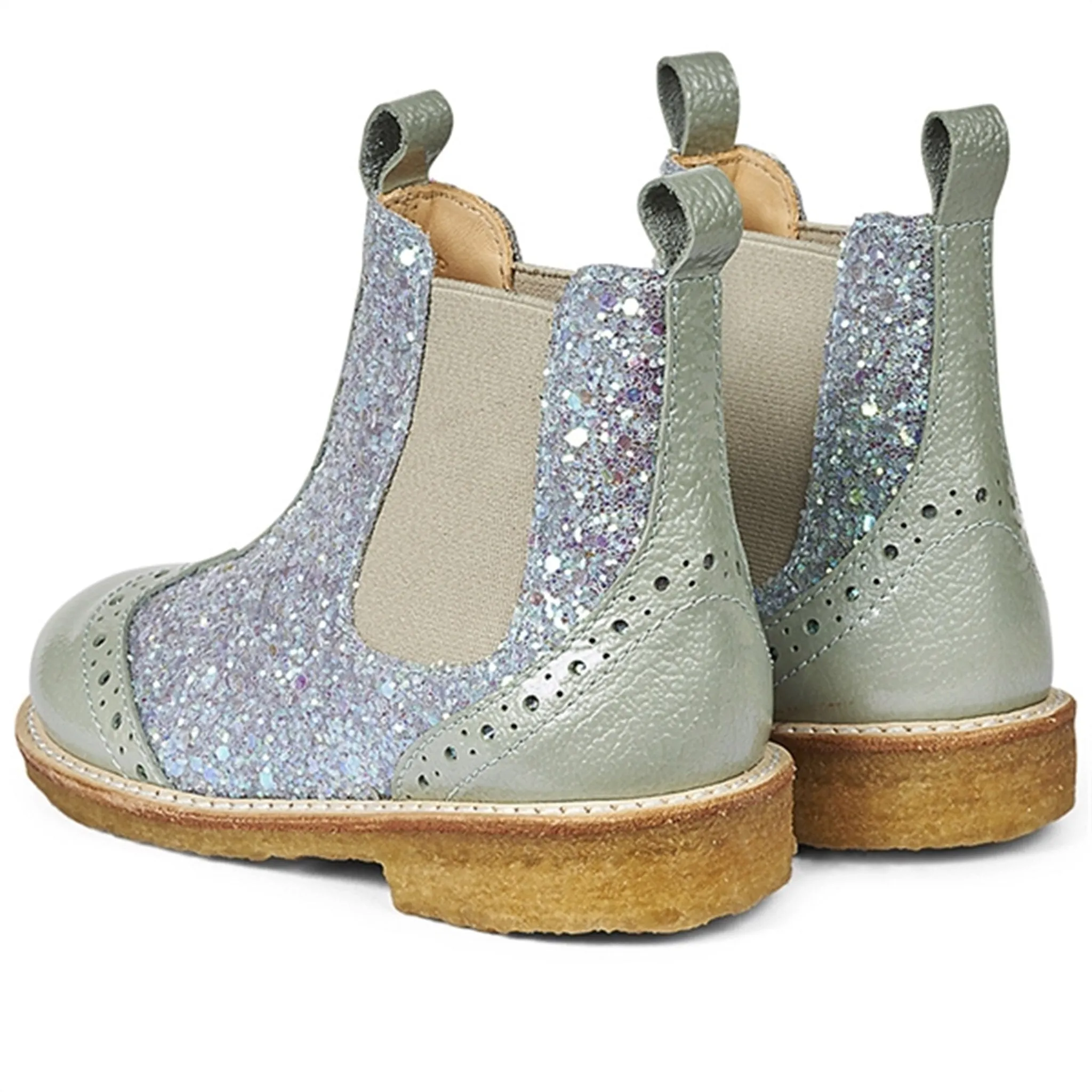 Comfortable toe box Angulus Chelsea St?vlet W. Elastic Band Mint/Mint Glitter/Beige