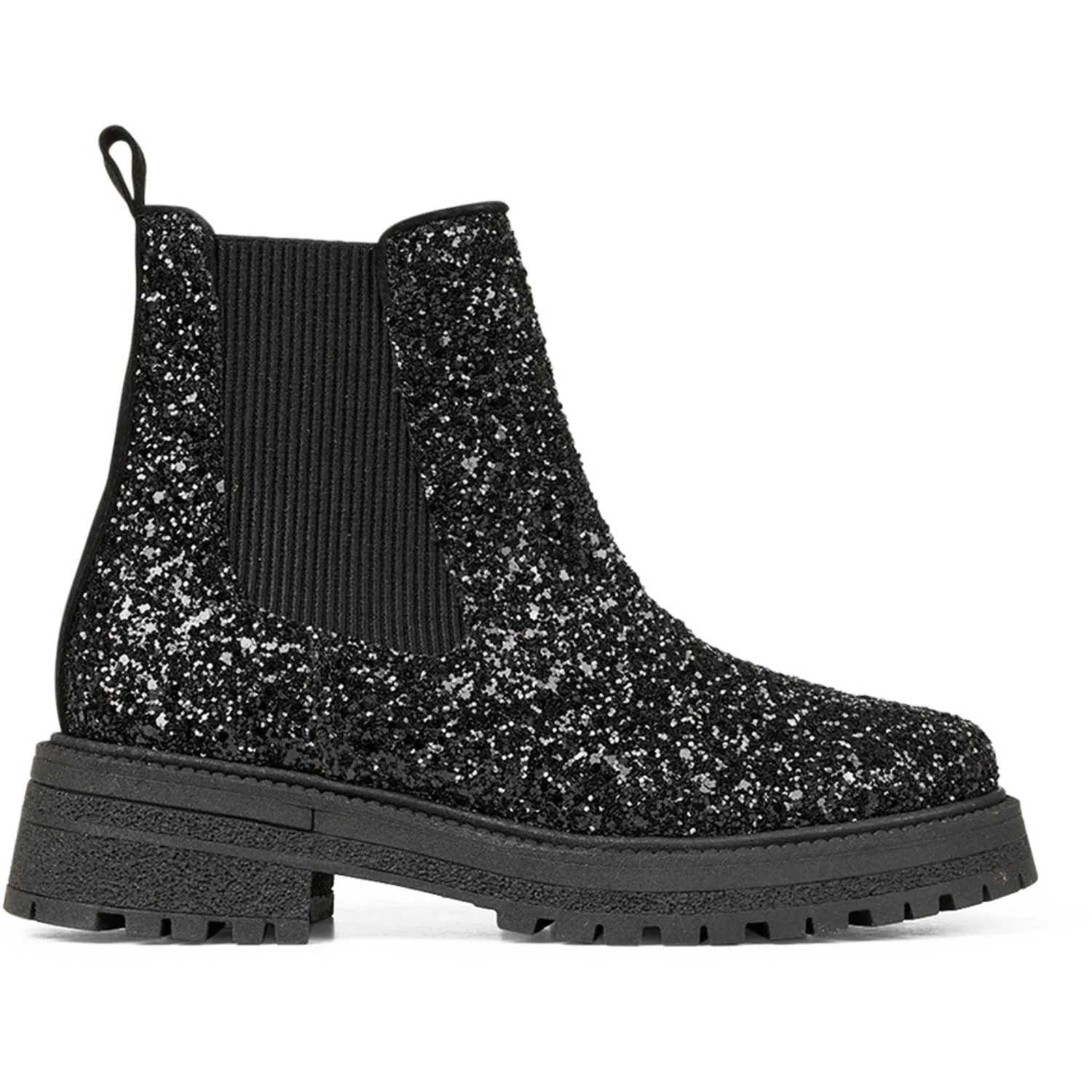 Angulus Chelsea St?vlet With Lace And Track-Sole Black Glitter/Black/Black Dynamic Cushioning Anti Odor Weekend Camping