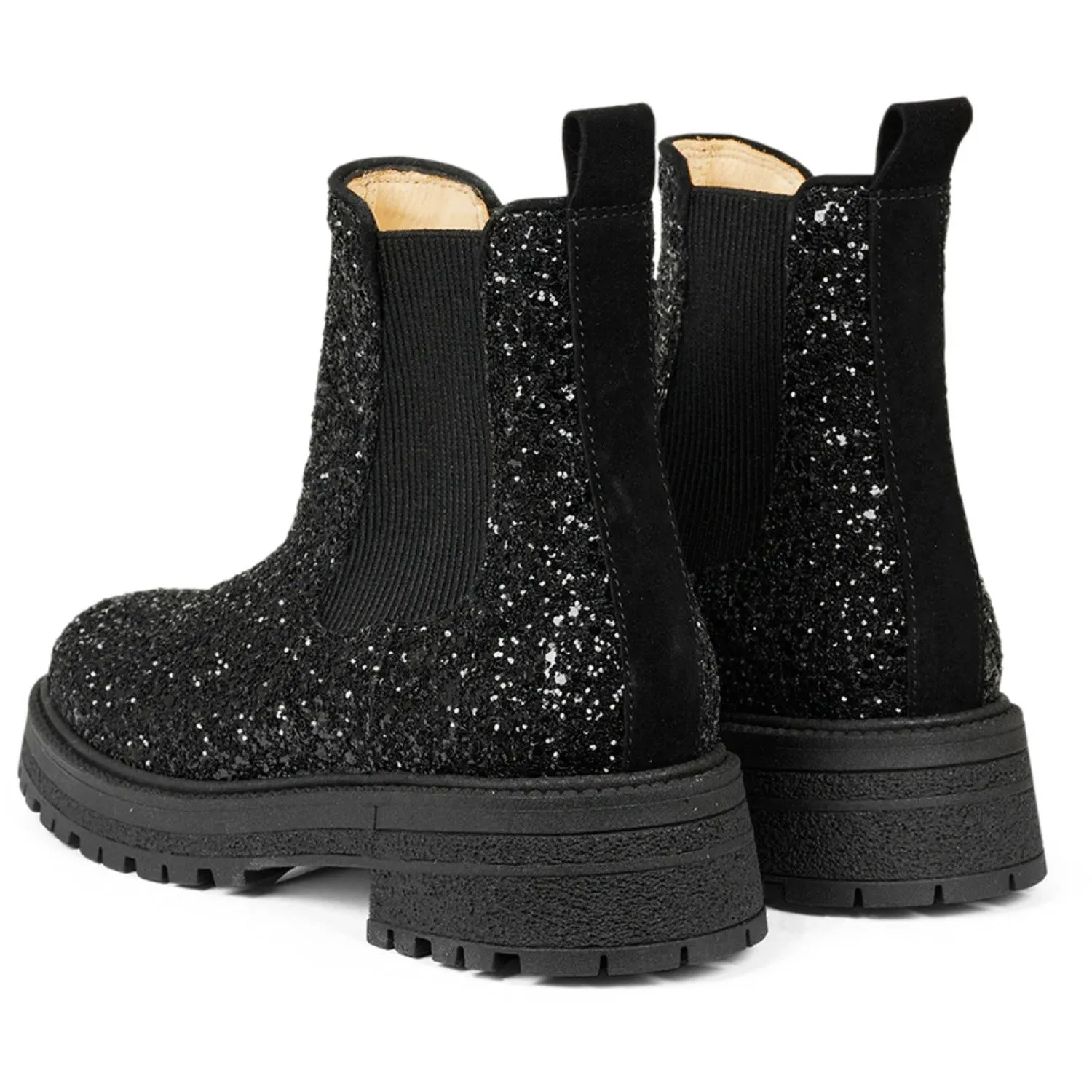 Quick Drying Mountain Climber Angulus Chelsea St?vlet With Lace And Track-Sole Black Glitter/Black/Black