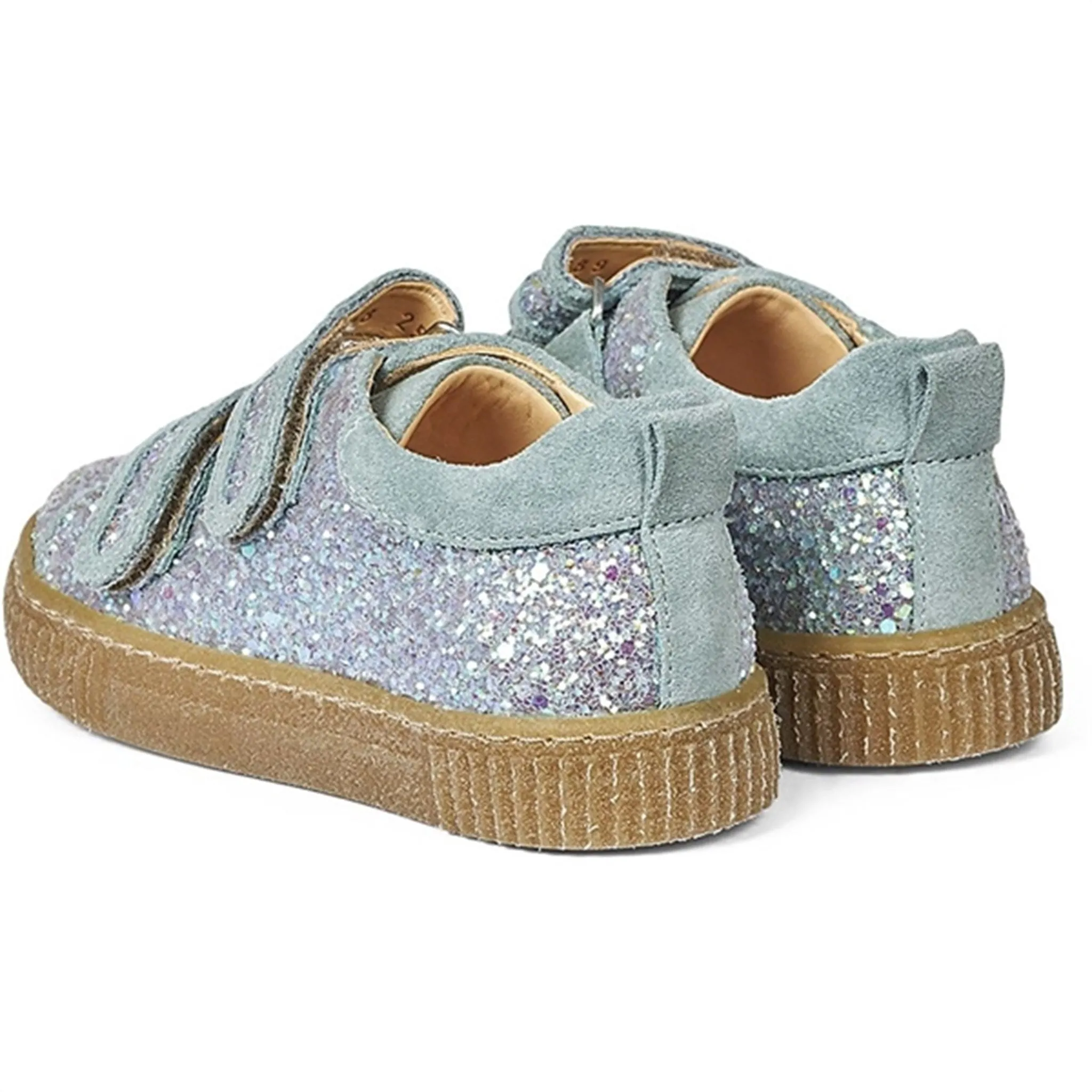 Perforated Ventilation System Full Flexibility Angulus Glitter Sneaker W. Velcro Mint Glitter/Mint