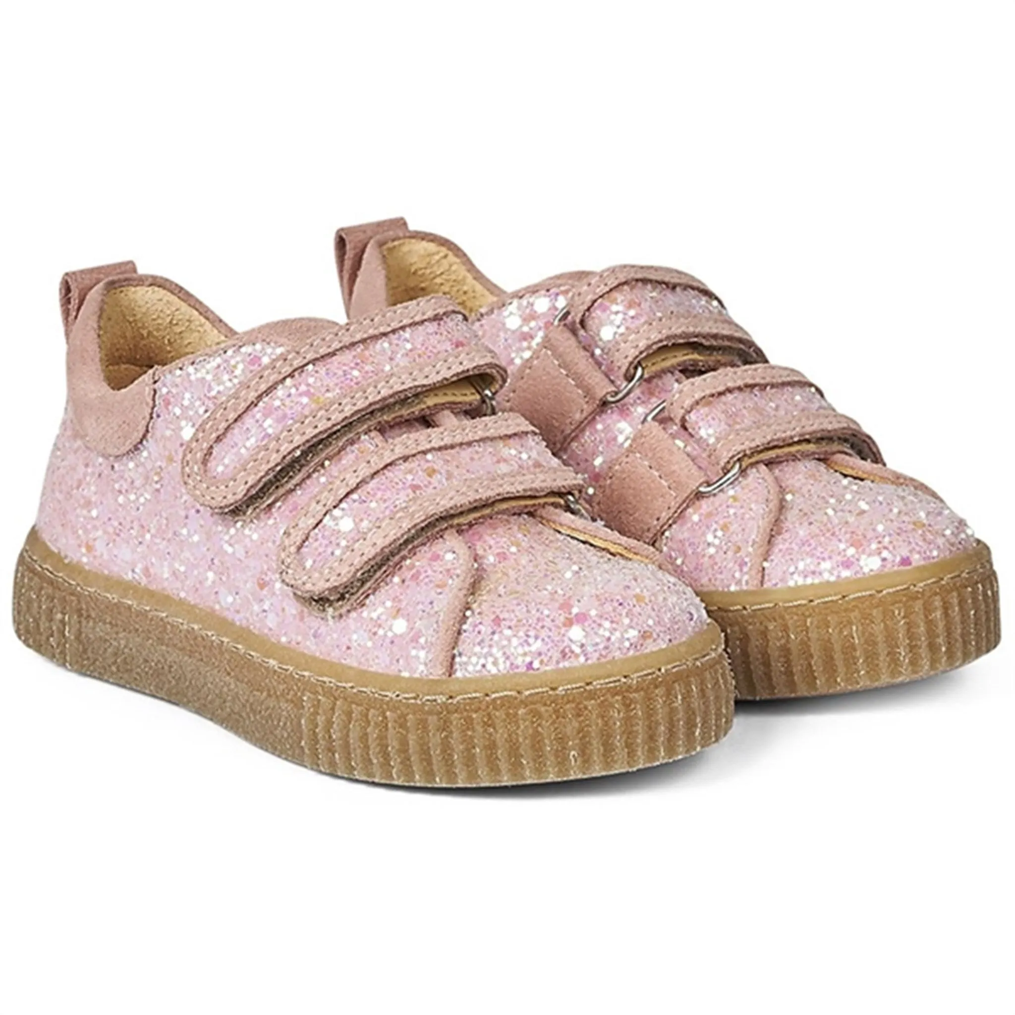 Foam Wrap Angulus Glitter Sneaker W. Velcro Peach/Rose Glitter