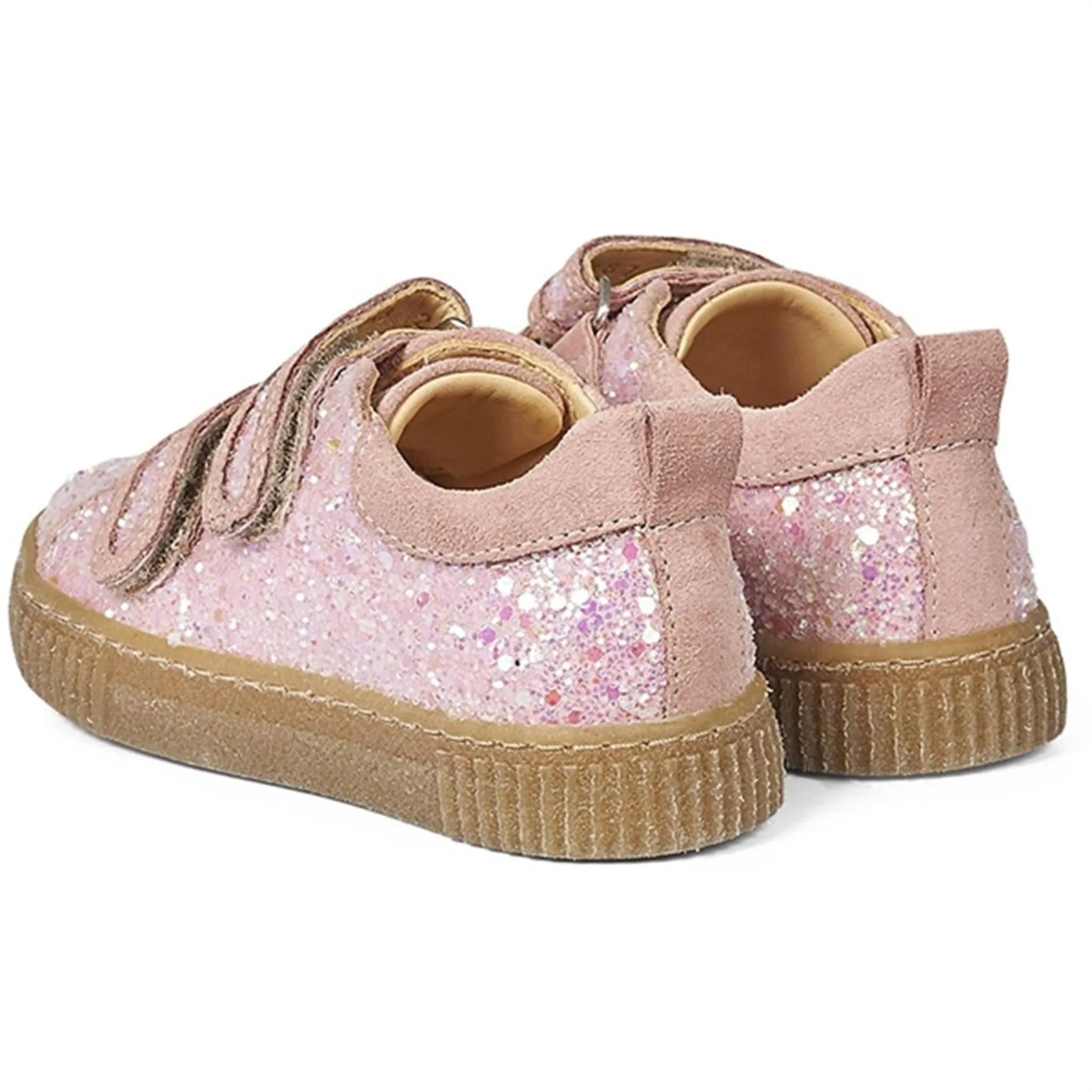 Angulus Glitter Sneaker W. Velcro Peach/Rose Glitter Customizable Fit Mechanism Tension Dispersing Outsole