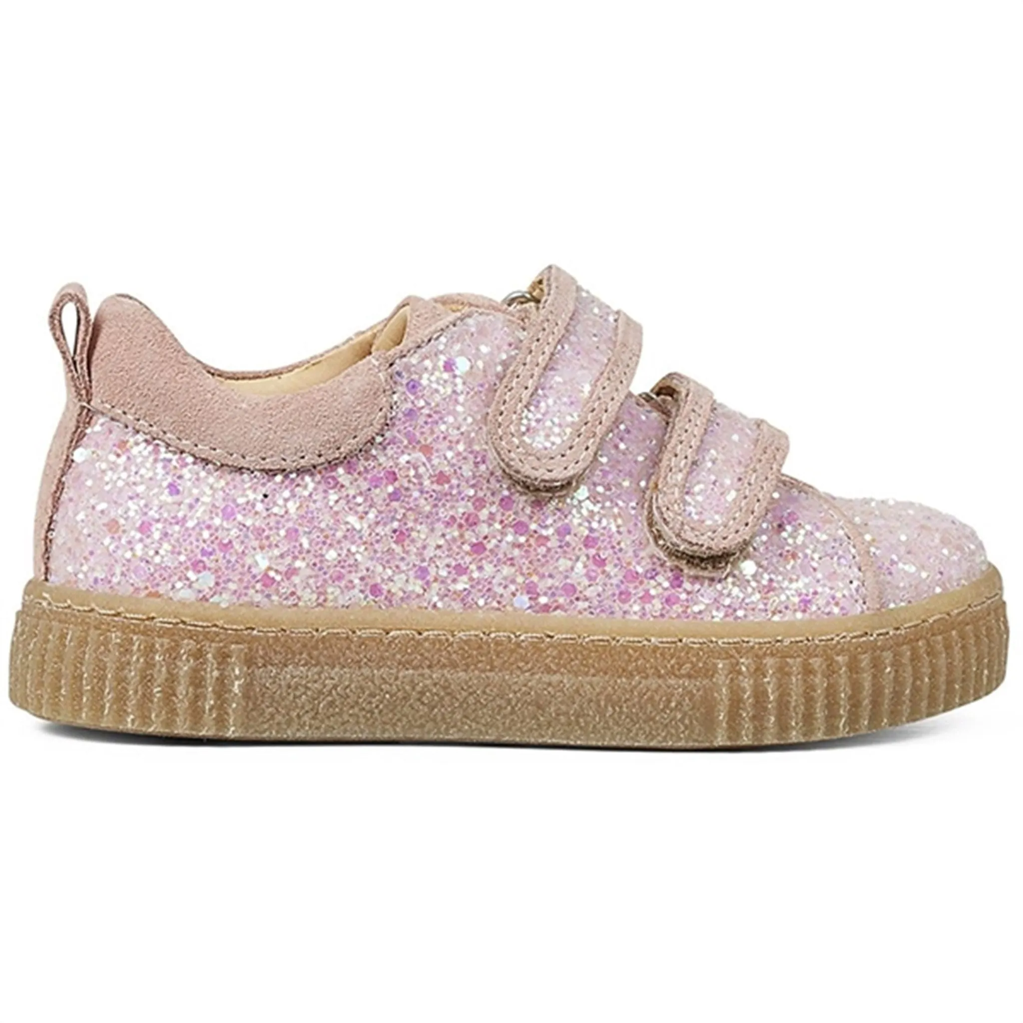 Vibrant Look Full Motion Angulus Glitter Sneaker W. Velcro Peach/Rose Glitter