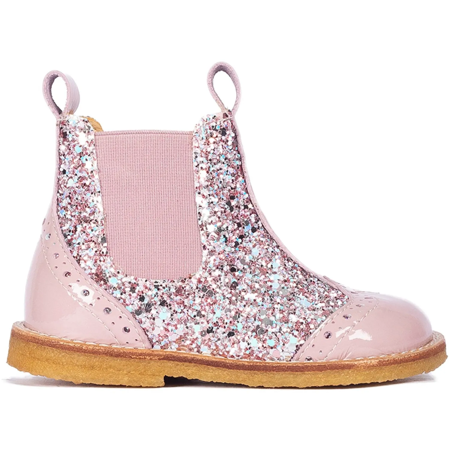 Cushioned Angulus Mauve/Mauve Glitter Classic Chelsea Boot with Sparkling Glitter