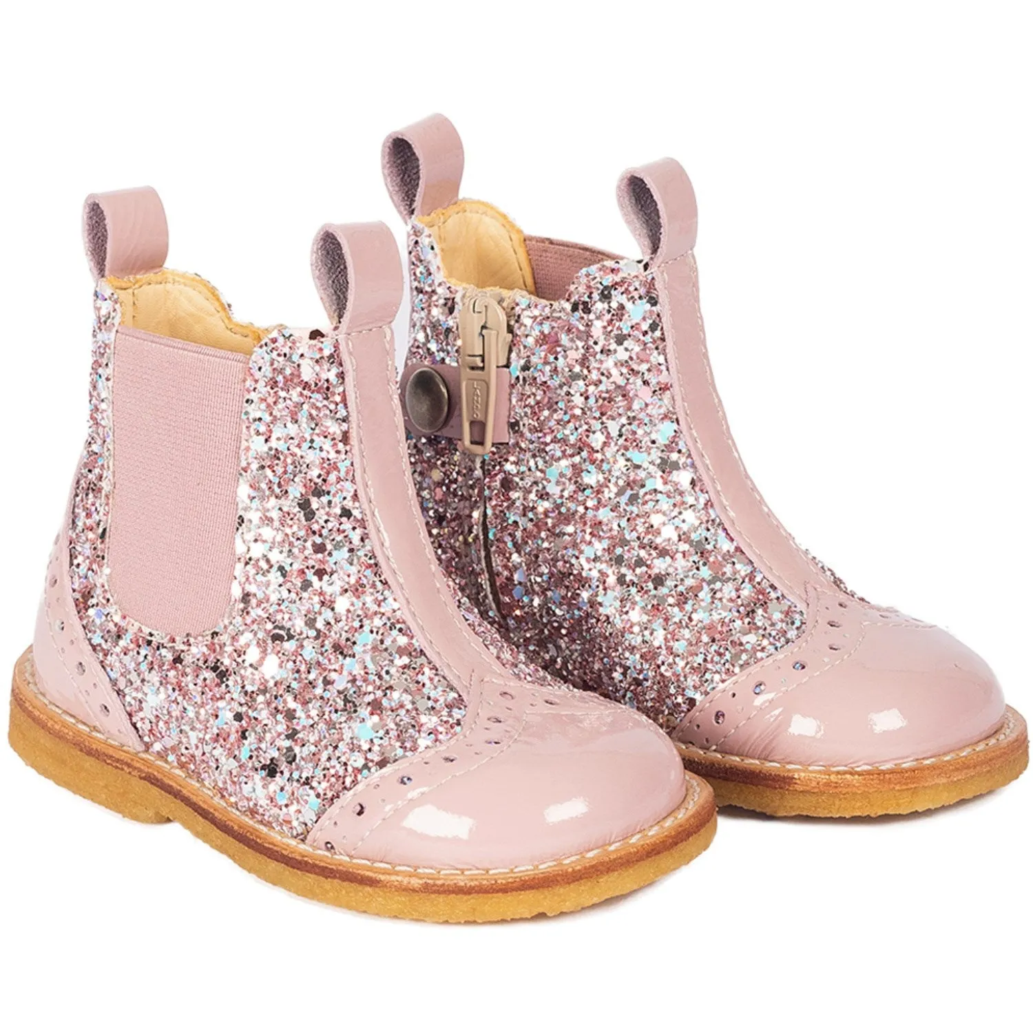 Angulus Mauve/Mauve Glitter Classic Chelsea Boot with Sparkling Glitter Casual Footwear
