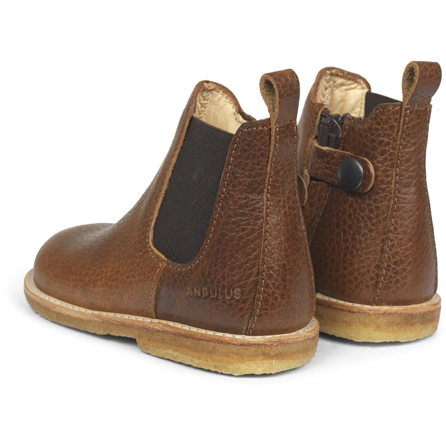 Premium Cushion Shock Absorbing Snowy Path Angulus Medium Brown Classic Chelsea Boot with Elastic and Zipper