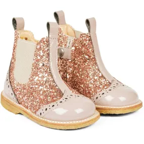 Angulus Starter Chelsea Boots With Zipper Dusty Almond/Maple Glitter/Elastic Scandi Cool